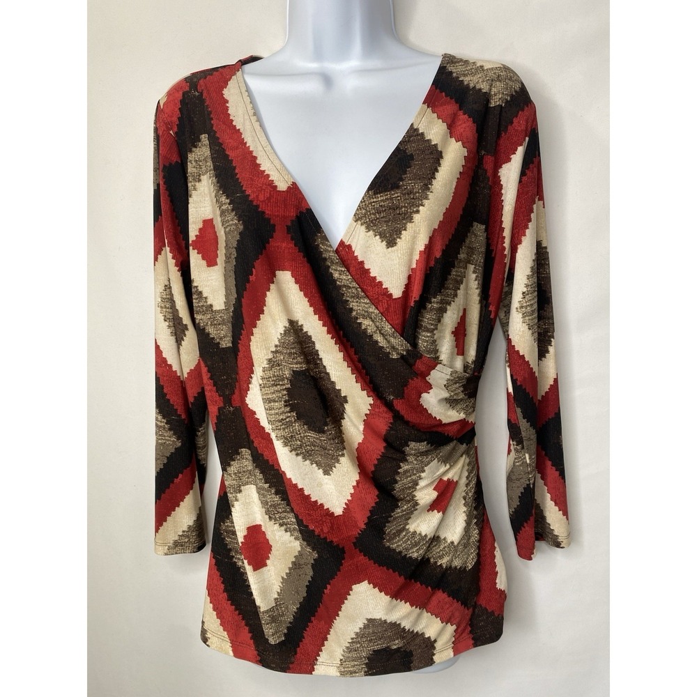Lauren Ralph Lauren Womens Shirt Size Large Wrap Front Y2K Going Out Top Career